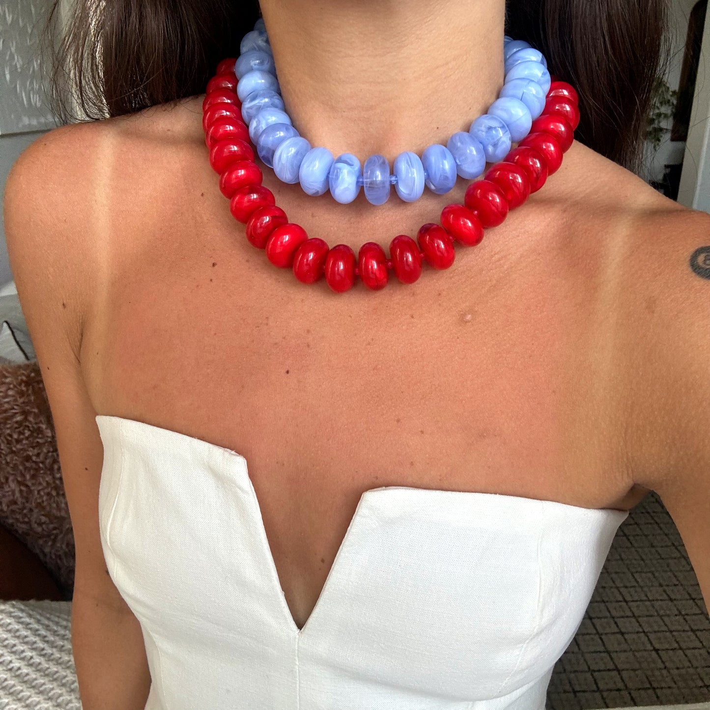 Chunky Necklaces Red+Blue
