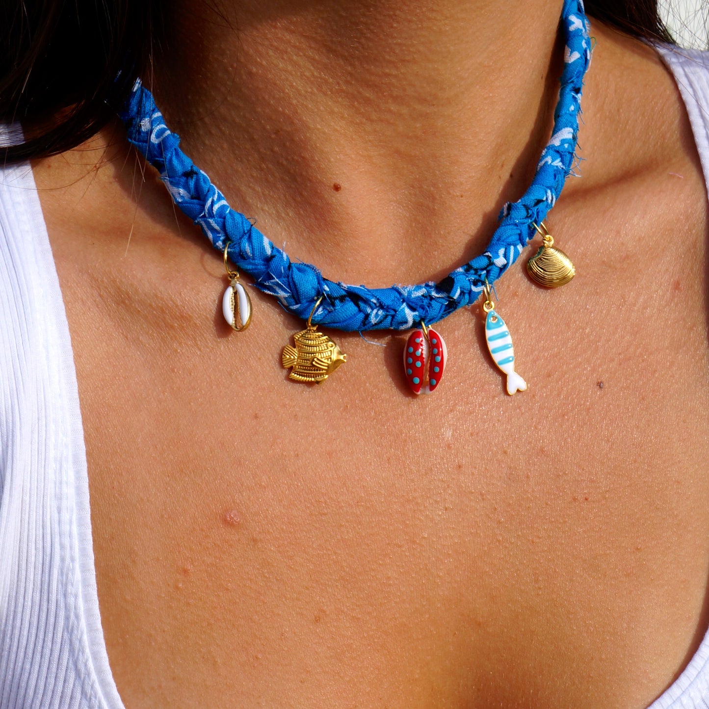 Blue Bandana Necklace