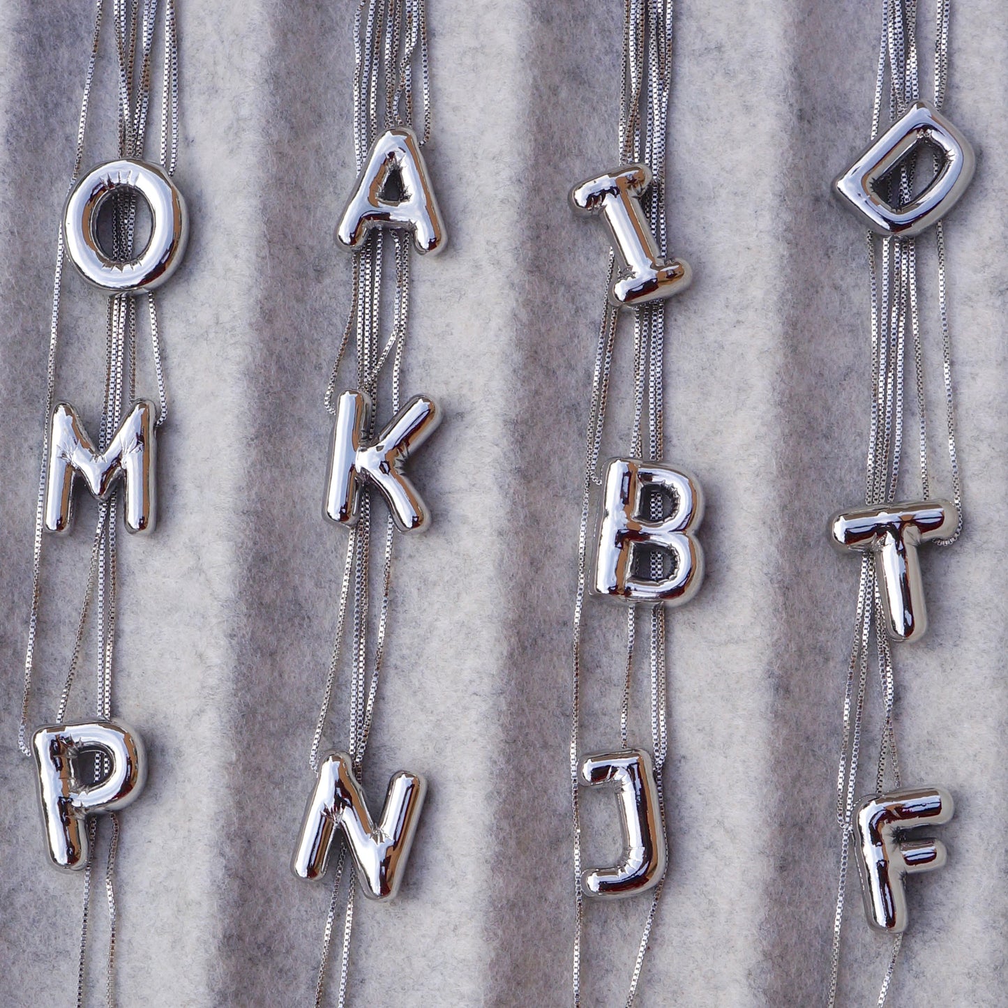 Silver Bubble Letter Necklace