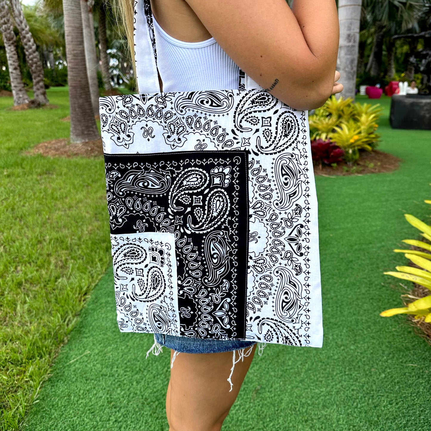 Black & White Bandana Tote Bag