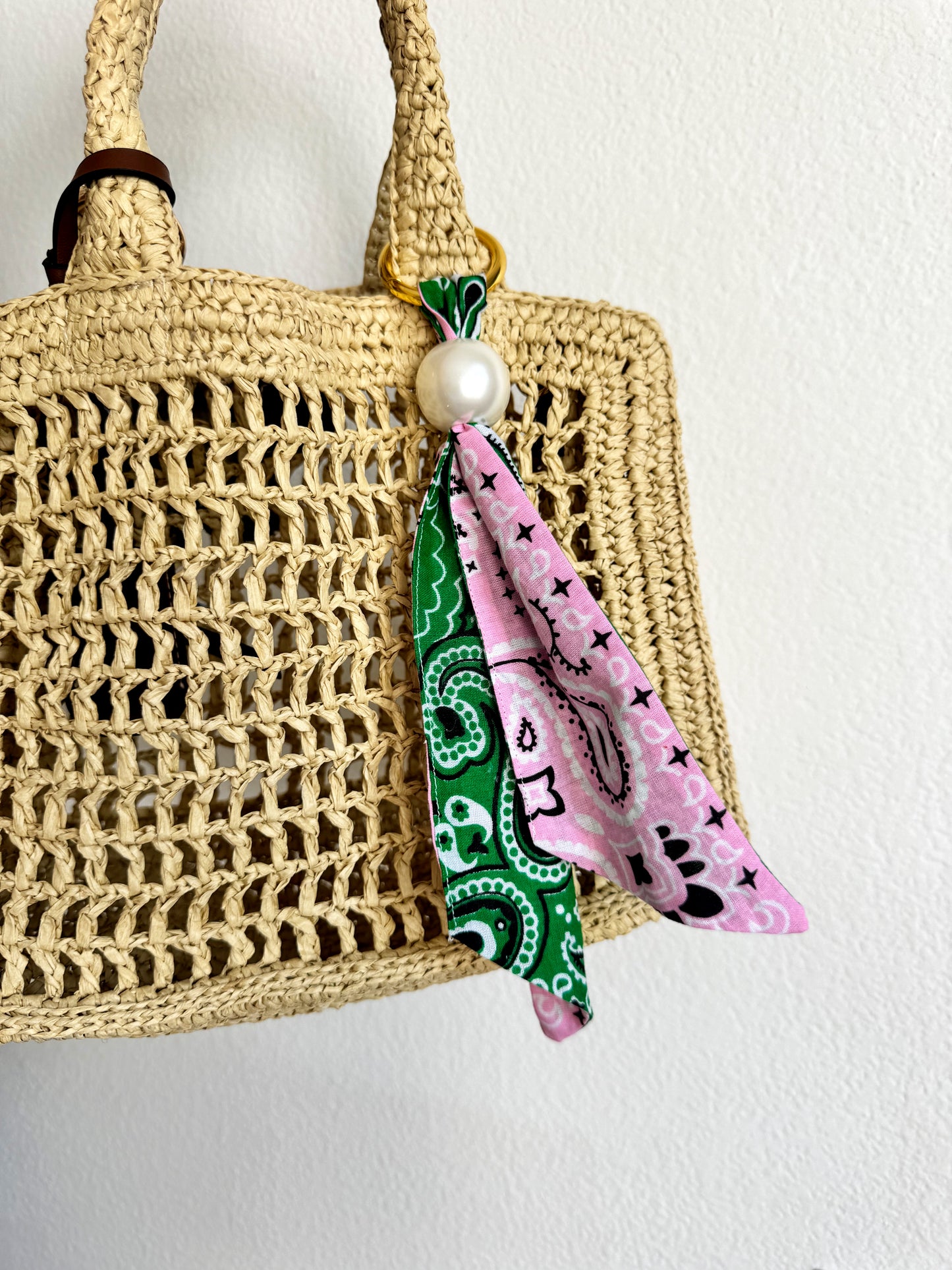 Bandana Charm - Green/Pink