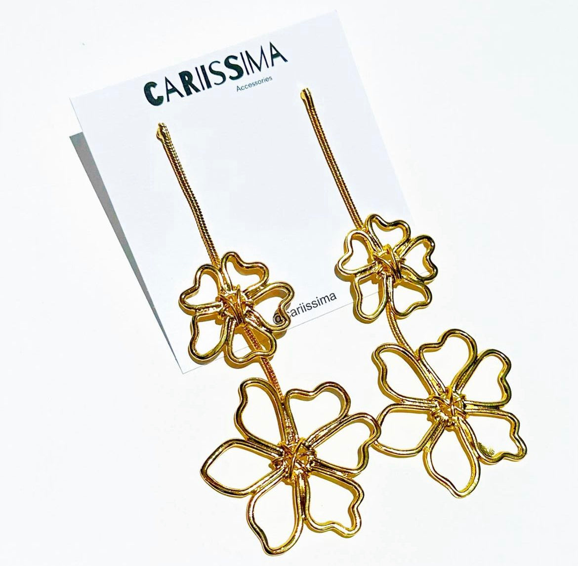 Gold Flower Statement Earrings
