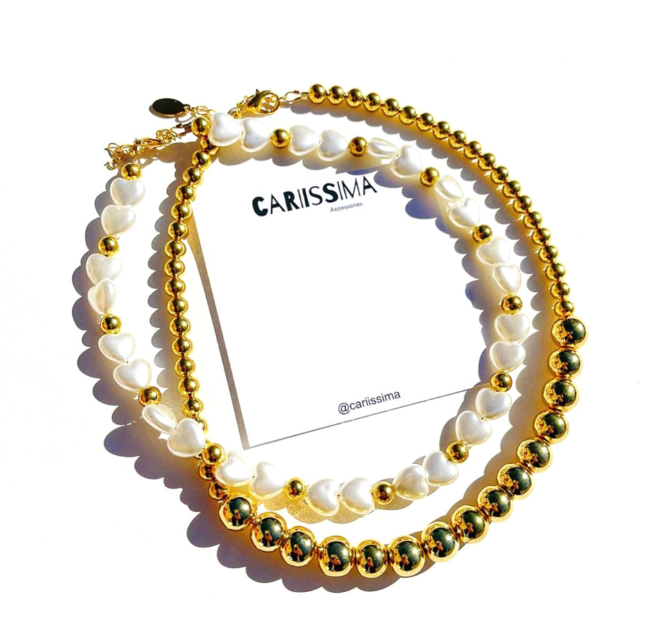 Gold Pearl Necklace Set
