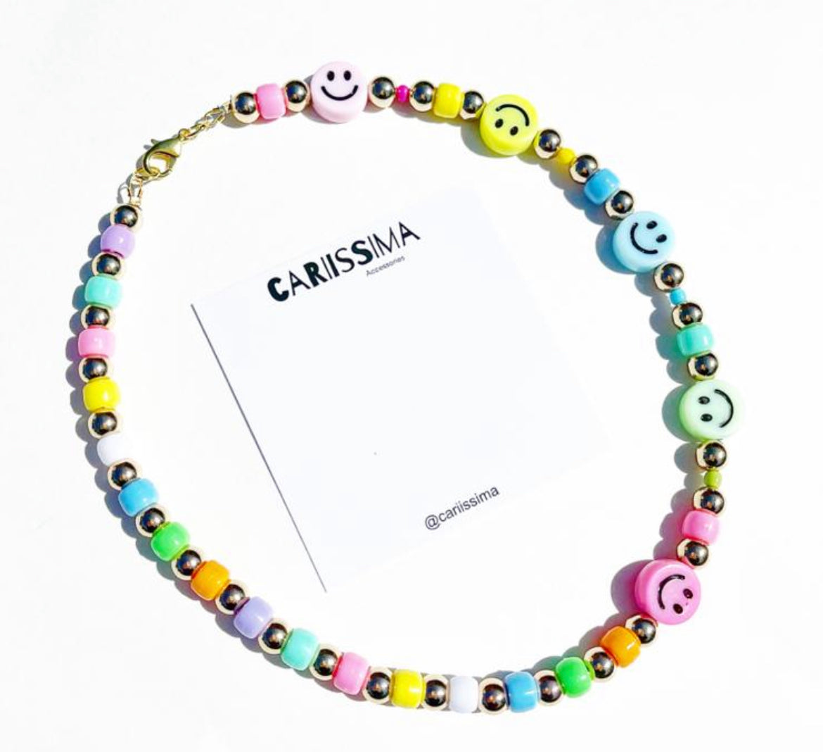 Pastel Smiley Bead Necklace