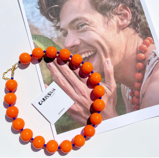 Orange/Blue Bubblegum Beaded Necklace