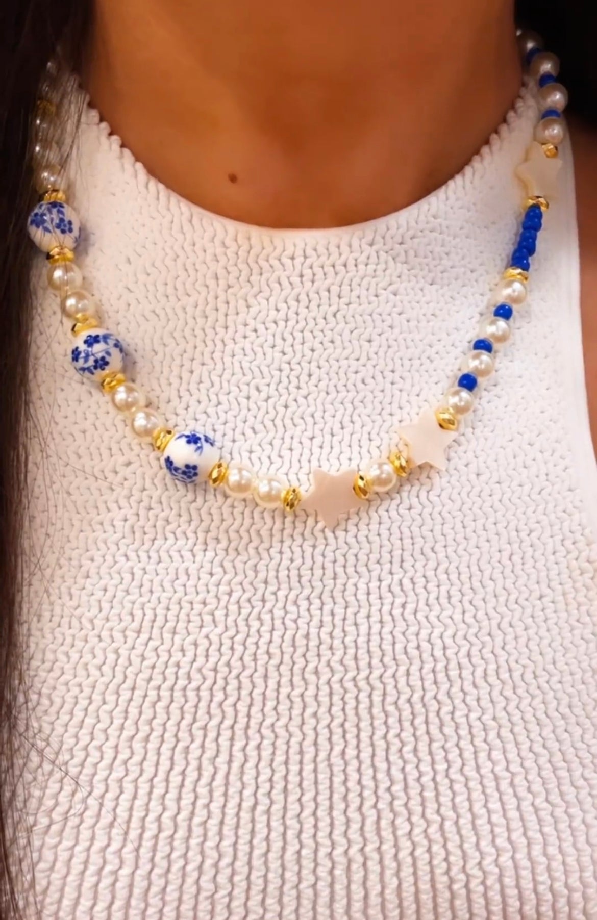 Blue & White Pearl Necklace
