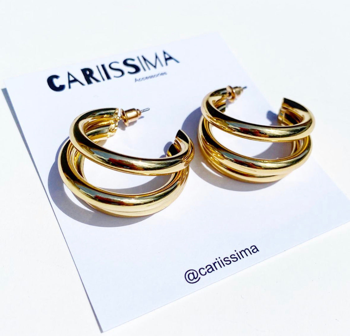 Triple Gold Hoops