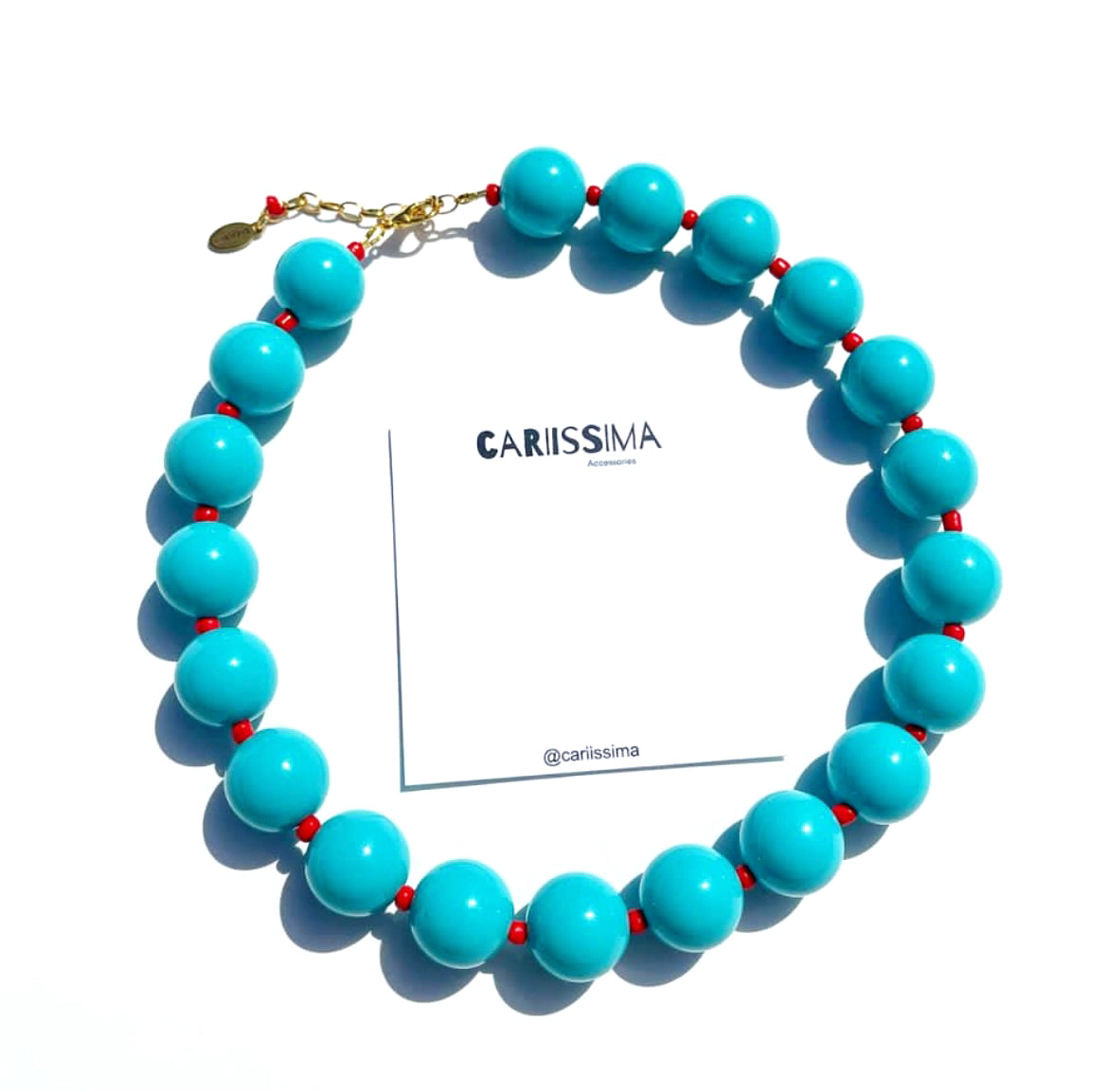 Turquoise/Red Bubblegum Beaded Necklace
