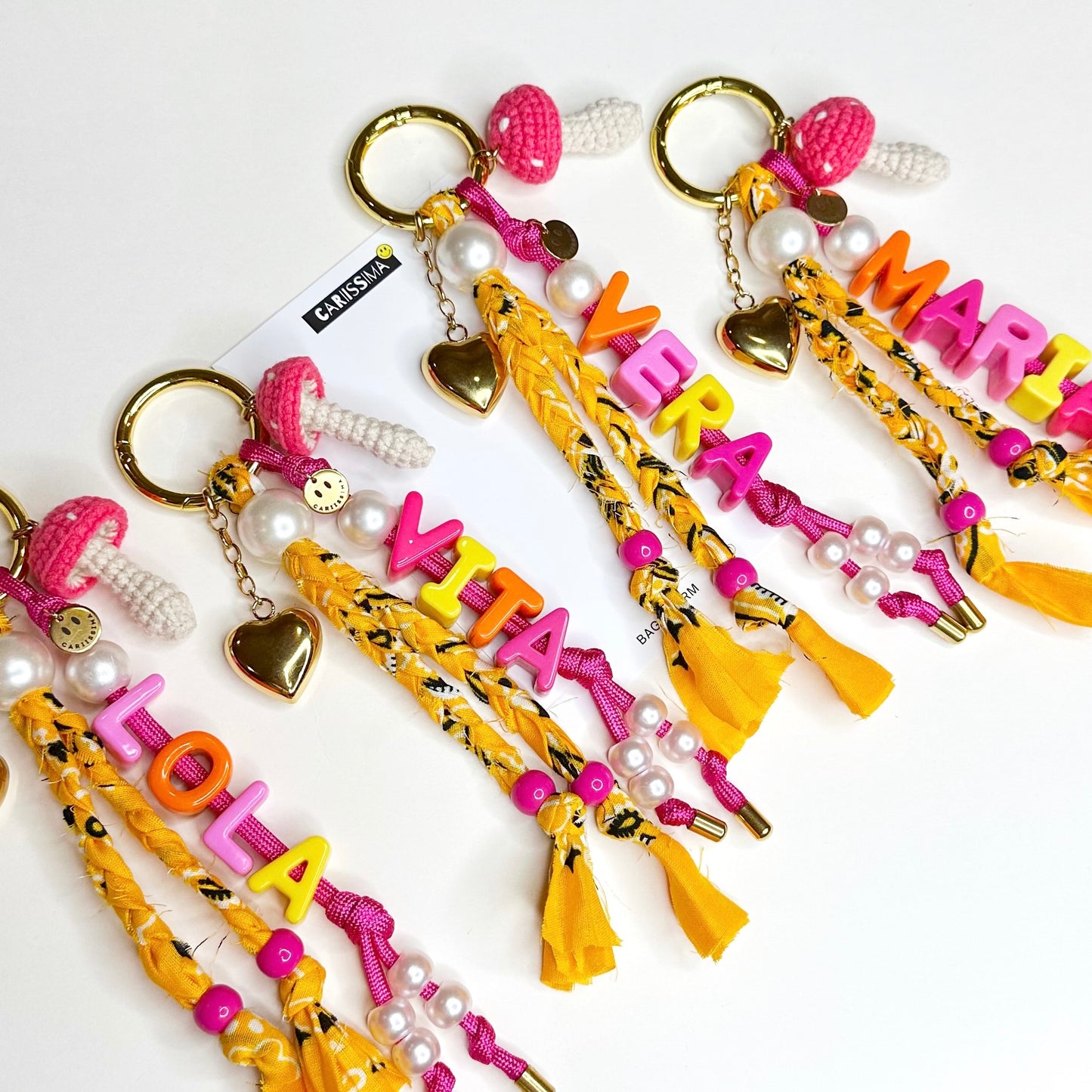 Custom Bag Charm - Or/Pink
