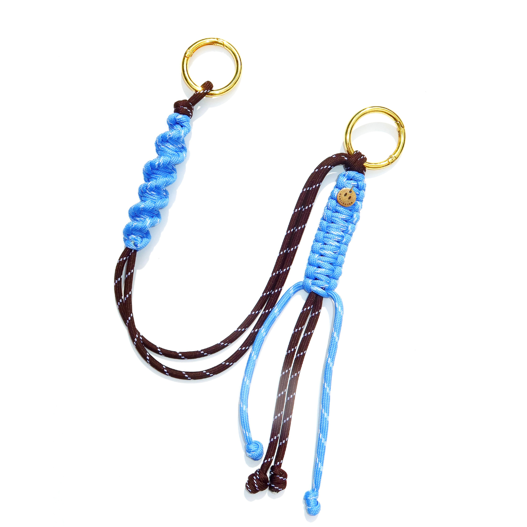 Bag Charm - Brown/Light Blue