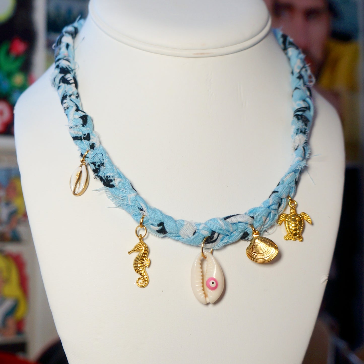 Baby Blue Bandana Necklace