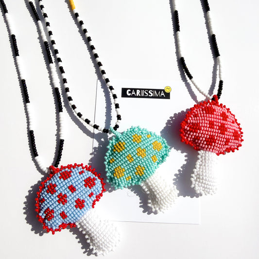 Beaded Mushroom Necklaces
