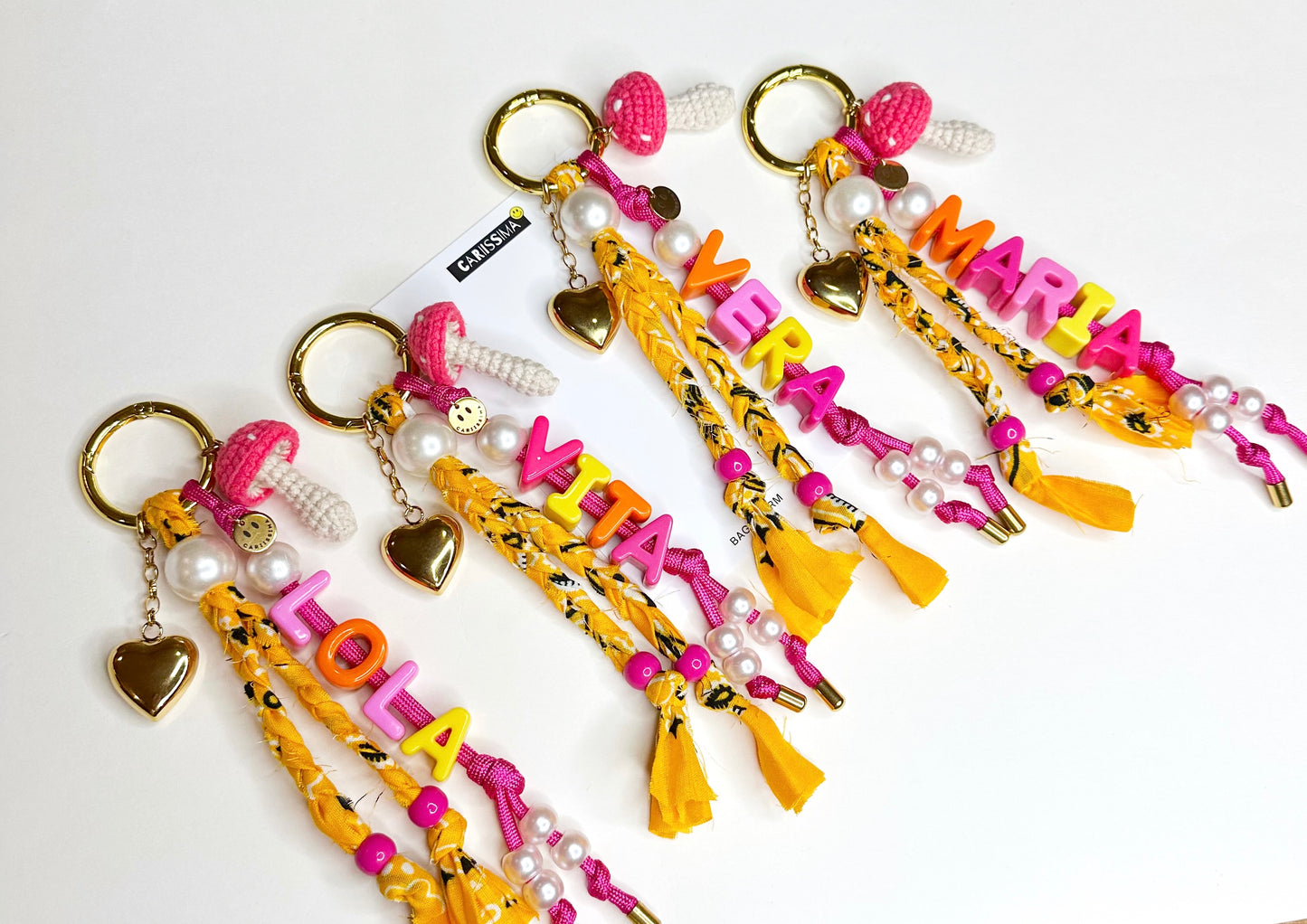 Custom Bag Charm - Or/Pink