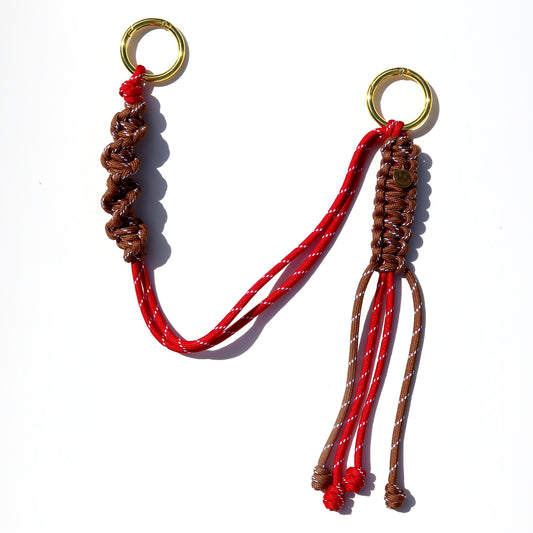 Bag Charm - Red & Brown