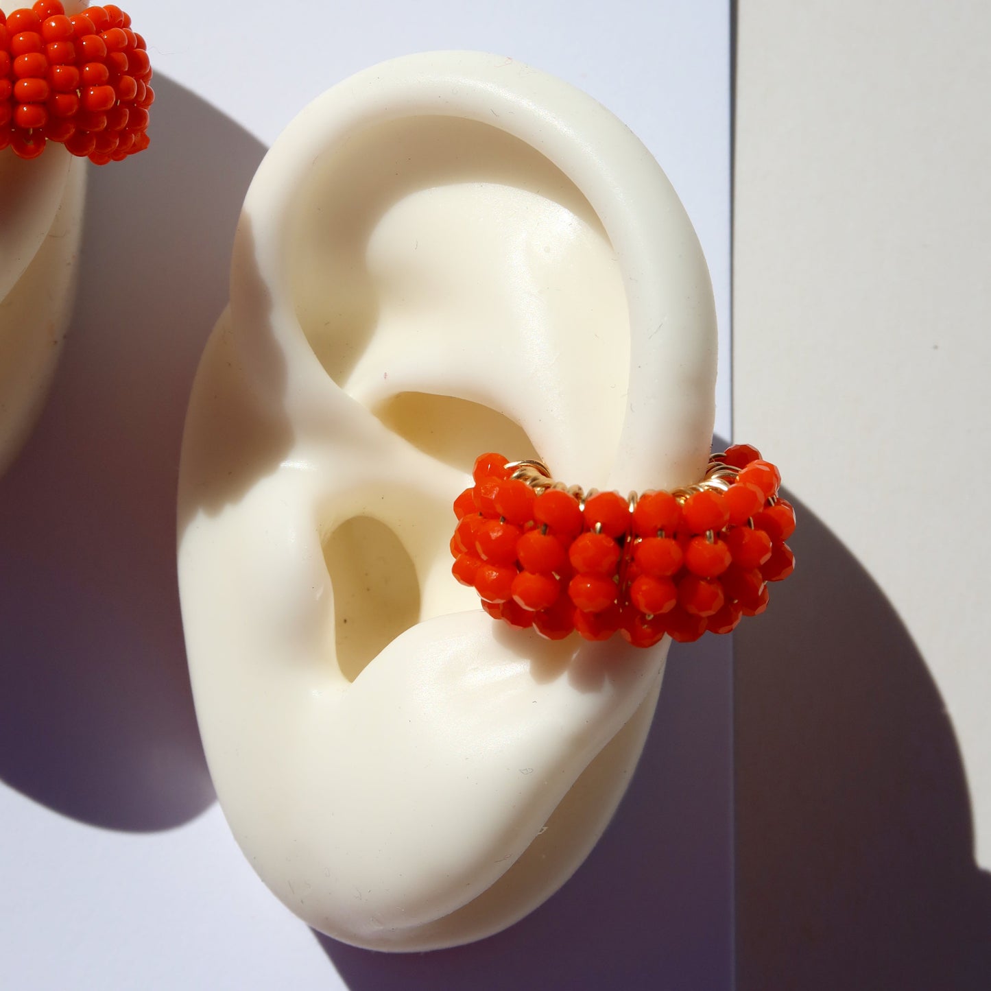 Orange Beaded Ear Cuffs