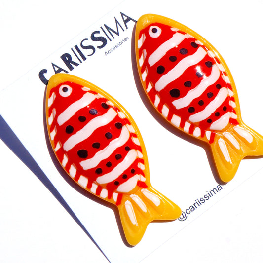 Orange Fish Statement Earrings