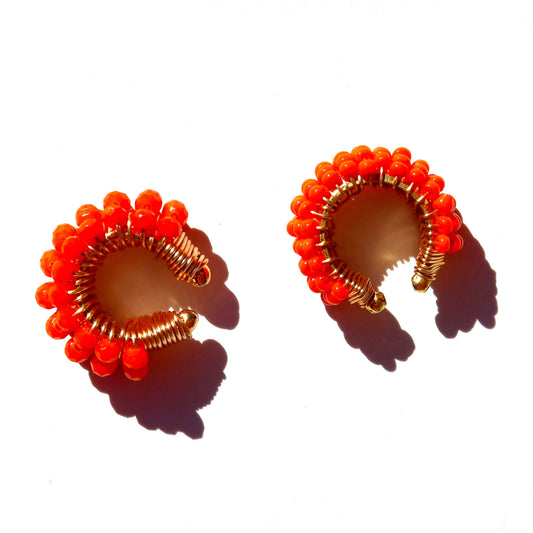 Orange Beaded Ear Cuffs
