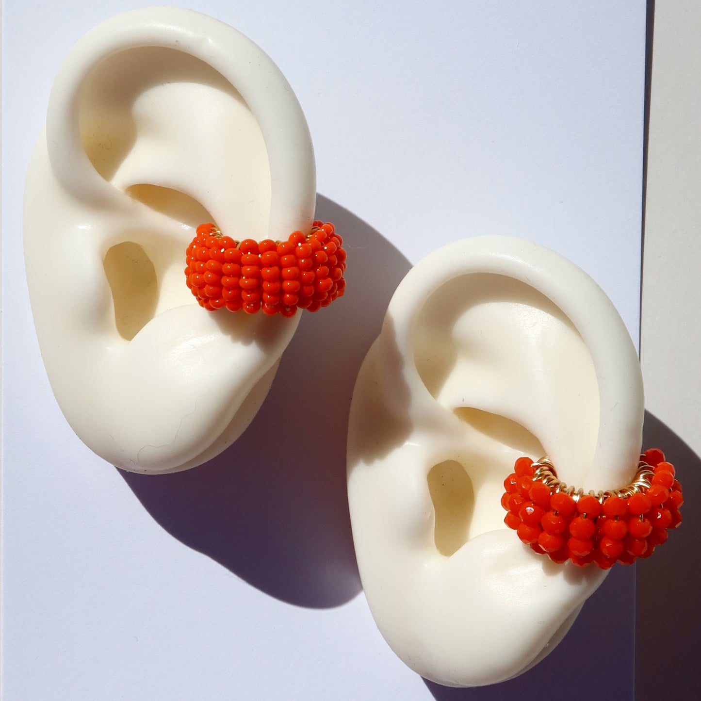 Orange Beaded Ear Cuffs