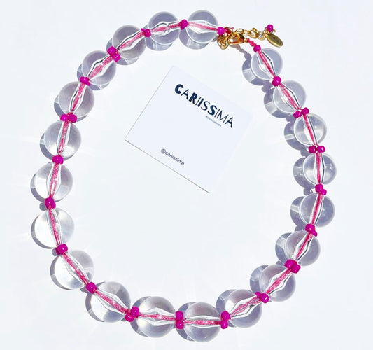 Clear/Pink Bubblegum Beaded Necklace
