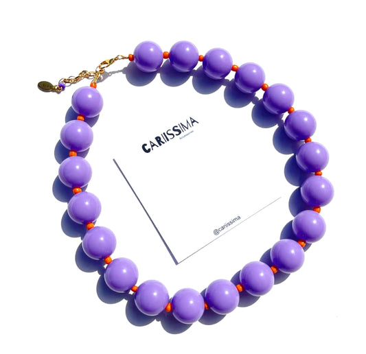 Purple/Orange Bubblegum Beaded Necklace